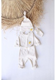 Resim Limon Nakışlı 5li Uzun Kollu Yenidoğan Set Krem 