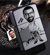 Resim Kişiye Özel Bay Doktor Karikatürlü Benzinli Siyah Metal Çakmak - N11.1359 