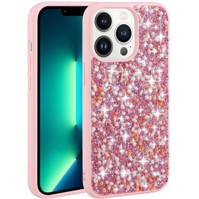 Resim iPhone 12 Pro Max Uyumlu Parlak Taşlı Tasarım Zore Linea Kılıf-Pembe 