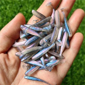 Resim 10 adet Yumuşak Balık Yemi, 0.5g/3.99cm T-kuyruklu Yumuşak Solucan, Levrek ve Alabalık için Yapay Yemler, Balıkçılık Ekipmanları 