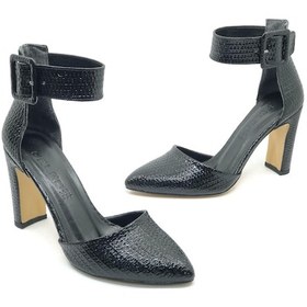 Resim Feles Bilek Detaylı Stiletto Kadın Topuklu Ayakkabı Siyah 