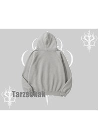 Resim Kapşonlu Sweatshirt Anime Cyberpunk Kız Baskılı Gri 