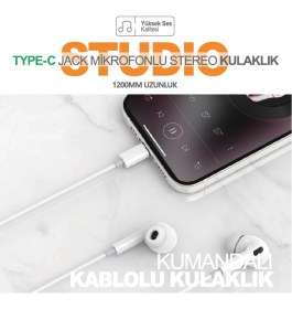 Resim Lucatech iPhone 15 / 15 Plus / 16 / 16 Plus Uyumlu Silikonlu Type-C Kulaklık 