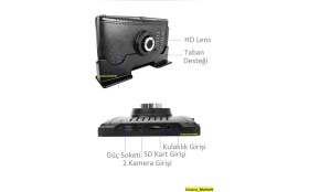 Resim 7 Inç Ekran Kameralı - Gece Görüşlü Geri Görüş Kamera (Çift Kamera -Kayıt Etme Özellik - Mikrofon) 