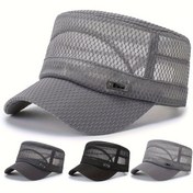 Resim Erkekler için [Günlük Konfor] Yazlık Düz Şapka, Nefes Alabilen File Arka, Ayarlanabilir Snapback Kapatma - Hafif Polyester Güneş Şapkası, Dış Aktiviteler İçin, Gri ve Siyah Renklerde Mevcut, Güneş Koruma Şapkası 