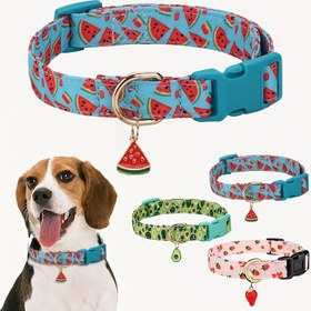 Resim Metal Kolyeli Ayarlanabilir Meyve Baskılı Evcil Hayvan Tasması - Dayanıklı Polyester, Sadece Elde Yıkama - Küçükten Büyük Köpek ve Kedilere Uygun 