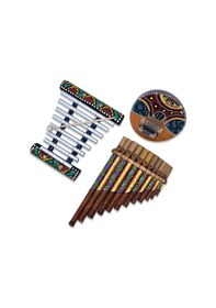 Resim Müzik Aleti Seti Üçlü Ksilofon Kalimba Pan Flüt Çocuk Bebek 
