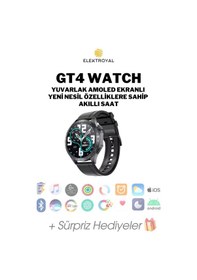 Resim Wearfitpro Gt4 Watch Yuvarlak Amoled Ekran Yeni Nesil Özelliklere Sahip Akıllı Saat Siyah 