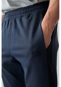 Resim Tommy Life İndigo Yüzeyi Dokulu Standart Fit Nakışlı Erkek Eşofman Alt - 82126 İndigo 