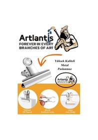 Resim Artlantis Yaylı Askılı Maşa Klips 64 MM 12 Adet Metal Beyaz Kıskaç 