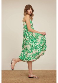 Resim Defacto V Yaka Desenli Vual Askılı Maxi Elbise C4871AX24HSGN319 