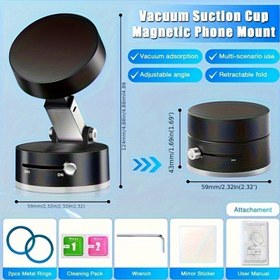 Resim Çift Taraflı Manyetik Tasarımıyla Ayarlanabilir Çok Fonksiyonlu Vakum Emme Kupası Telefon Tutucu, Katlanabilir ve Dönebilir, ABS Malzeme, Araçlar için Gösterge Paneli Montajı, Ca için Mobil Telefon Tutucuları 