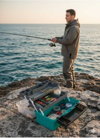 Resim Saatistan 15" Balıkçı Takım Çantası, Dayanıklı ve Çok Bölmeli, Pratik Kullanım 