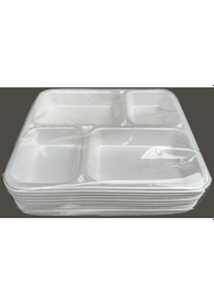 Resim Dağyüce Tek Kullanımlık Köpük 4 Bölmeli Tabldot Köpük Tabak - 26.5x30 Cm. - 10 Adetlik 3 Paket 