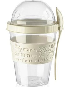 Resim pazariz Take'n Go Kapaklı Kaşıklı Hazırla Ve Çık Meyveli Yoğurt Kabı Krem 600 Ml 