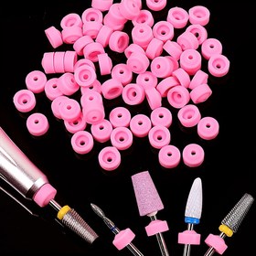 Resim Silikon Tırnak Tozu Stoperleri 5/10 Adet Seti, 3/32" Saplı Matkap Ucu Kapakları, E-dosya Toz Önleyici Başlıklar, Tırnak Aleti Aksesuarları, Kokusuz - Pembe 