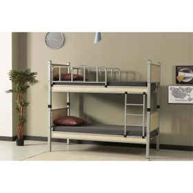 Resim ARGİMO Yurt Genç Çocuk Odası Metal Ahşap Ranza Ve Karyola 90x190 Gri 