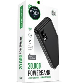 Resim Powerway TX209 20.000 mAh Kablolu Dijital Göstergeli Powerbank 
