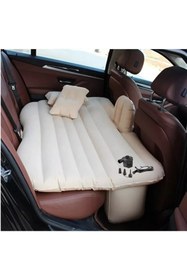 Resim caraks Araba Koltuğu Yatağı Otomobil Arka Koltuk Için Şişme Yatak Komprösörlü Şaft Destekli Bej Renk 