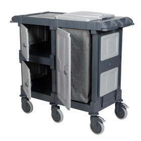 Resim UTP Professional AC2718 Alfacart 2 Katlı Servis Arabası, 1 Çöp Bölmeli, 119x57x110 cm 