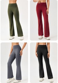 Resim Sones Yüksek Bel Kalça Kaldırıcı Elastik Hızlı Kuruyan Yoga Spor Pantolonu Kırmızı Şarap Kırmızı 