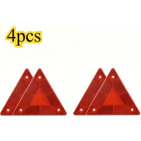 Resim Gateesat 4 Parça Kırmızı Ağır Hizmet Üçgen Reflektör - Dayanıklı Araç Güvenlik Işık Yansıtıcı 