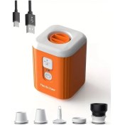 Resim Willowhaven Portable Air Pump For Inflatables: Mini Air Pump With 1600mah Battery & Camping Light - Rechargeable Electric Pump For Vacuum Storage Bags, Air Mattress, Swimming Ring, Pool Floats 