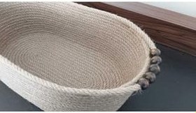 Resim Oval Hasır Sepet Düzenleyici Organizer Hediyelik Mutfak - 31X18X12Cm Siyah 