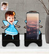 Resim Bk Gift Kişiye Özel Kız Çocuk Peri Karikatürlü Ahşap Biblo Telefon Standı-1 