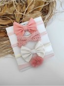 Resim Hediyelik Dörtlü Kız Bebek Bandana Seti 4 lü Yavruağzı-Krem 