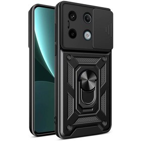 Resim Forzacase Xiaomi Redmi Note 13 Pro 5G uyumlu Ares Yüzük Standlı Kamera Korumalı Sürgülü Sert Kılıf 
