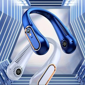 Resim Taşınabilir USB Boyun Fanı - Giyilebilir, Şarj Edilebilir, 360 ° Esnek Soğutma, Sessiz Çalışma, Güçlü Rüzgar - Açık Hava, Öğrenci/Doğum Günü Hediyeleri İçin Uygun. 
