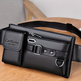 Resim CARIMU Üniseks Siyah Bel Çantası - Ayarlanabilir Askılı, Çok Fonksiyonlu Omuz ve Göğüs Çantası Fermuarlı Kapatma ile, Günlük Kullanım için Kompakt Tasarım, Küçük Omuz Çantası 