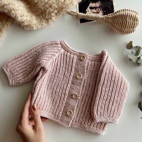 Resim Elörgüsü Selanik Model Bebek Hırkası - Pembe 