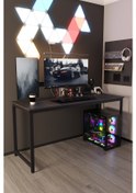 Resim Siyah 160x60 Oyuncu Masası, Bilgisayar Masası, Gamer Masası, Gaming Masa, Metal Ayaklı - Ss-160 Siyah 
