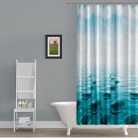 Resim Tropikhome Duş Perdesi Küf Tutmaz Polyester Kumaş Banyo Perdesi Tek Kanat Banyo Dekorasyon Perdesi 180x200 Cm 