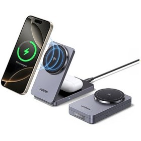 Resim Ugreen 2'si 1 Arada 30w Magnetik Wireless Kablosuz Şarj Cihazı, Siyah, 45023 Standart 