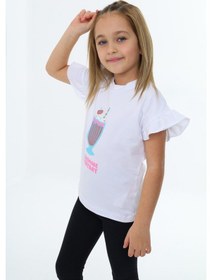 Resim Toontoy Kids Toontoy Kız Çocuk Mılkshaek Everyday Baskılı Tişört Beyaz 