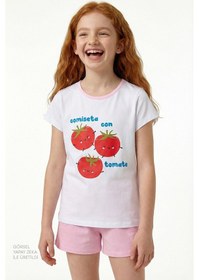 Resim Penti Pembe Kız Çocuk Tomato Pamuklu 2li Pijama Takımı Lila 