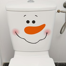 Resim Noel Kardan Adam Tuvalet Kapağı Stickerı - Su Geçirmez, Çıkarılabilir PVC Etiket, Neşeli Gülümseyen Kardan Adam Tasarımı, Kendinden Yapışkanlı Tatil Banyo Dekorasyonu 