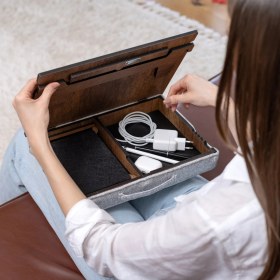 Resim Vigo Wood - Eğim Ayarlanabilir Çekmeceli Mousepad Minderli Laptop Sehpası - Ceviz LS051 