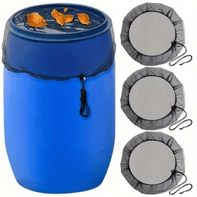 Resim 1 adet Ayarlanabilir Ağ Yağmur Fıçısı Kapağı İpli - Mavi Katlanabilir Yaprak & Çöp Filtresi, Dış Mekan Yağmur Su Toplama, Bahçe & Bahçe Kullanımı, Yağmur Toplayıcı 