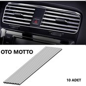 Resim Araç İçi Klima Izgara Hava Çıkış Dekoratif Şerit Klima Şerit Krom Gümüş 10 AD 