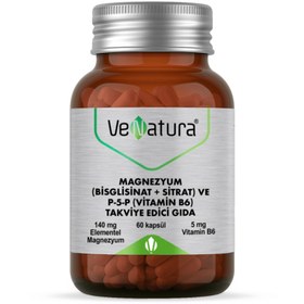 Resim VENATURA Magnezyum (Bisglisinat+Sitrat) ve P5P (Vitamin B6) 60 Kapsül 