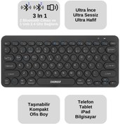 Resim Everest KB-BT16 3 Cihaz Desteği 2.4G+BT1+BT2 Android-Ios-PC Türkçe Q Klavye Kablosuz Klavye Bluetooth Klavye 