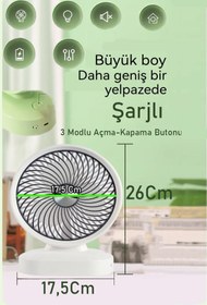Resim nextbuy Şarjlı Masaüstü Sabit Başlıklı 3 Hız Modu Turbo Fan Soğutucu Vantilatör Beyaz Zb120 