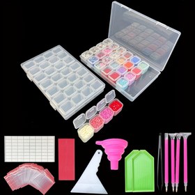 Resim Diamond Painting Araçları 28 Izgara Depolama Kutusu Huni Sticker Kalem Elmas Boyama Nakış Aksesuarları 