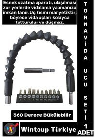 Resim Kompakt Tamir Vidalama Montaj Elektrikli Matkap Tornavida 360 Derece Şaftlı Esnek Tornavida Ucu Seti 