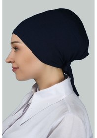 Resim Altobeh Kadın Pratik Dikişsiz Bağcıklı Kaymayan Tesettür Penye Bone - Lacivert 