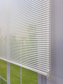 Resim Luna Serisi Beyaz Tül Antrasit Gri Stor Perde Işık Kontrollü, Çift Mekanizmalı, Kolay Montaj Antrasit Gri 